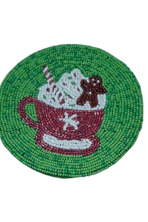 Festive Cup Handcrafted Beaded Coasters – Set of 6