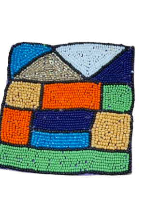 Abstract Mosaic Handcrafted Beaded Coasters - Set of 6