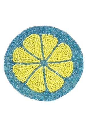 Lemon Slice Handcrafted Beaded Coasters - Set of 6
