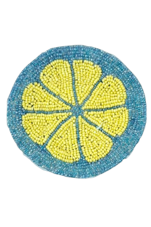 Lemon Slice Handcrafted Beaded Coasters – Set of 6